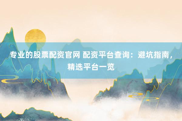 专业的股票配资官网 配资平台查询：避坑指南，精选平台一览