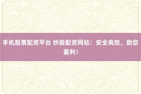 手机股票配资平台 炒股配资网站：安全高效，助您盈利！