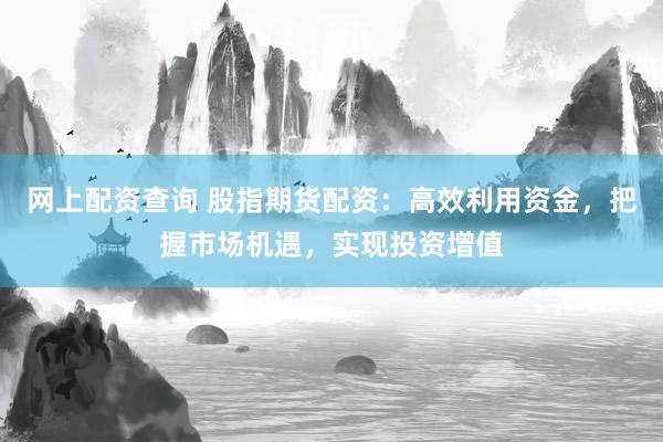 网上配资查询 股指期货配资：高效利用资金，把握市场机遇，实现投资增值