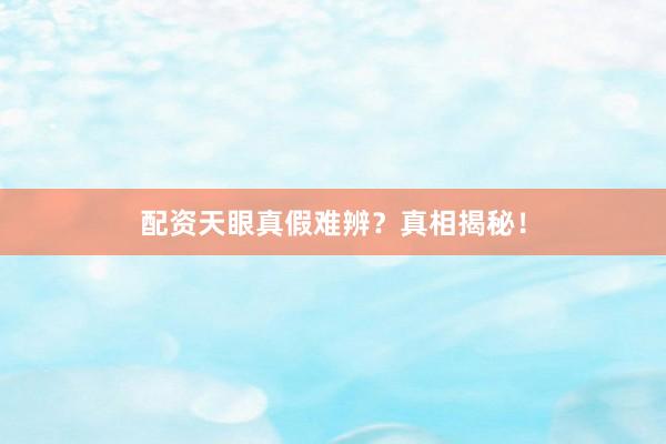 配资天眼真假难辨？真相揭秘！