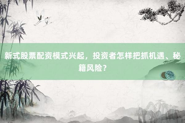 新式股票配资模式兴起，投资者怎样把抓机遇、秘籍风险？