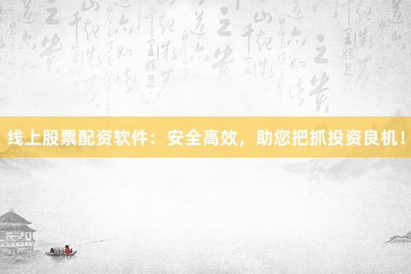 线上股票配资软件：安全高效，助您把抓投资良机！