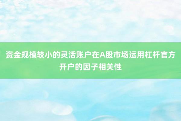资金规模较小的灵活账户在A股市场运用杠杆官方开户的因子相关性