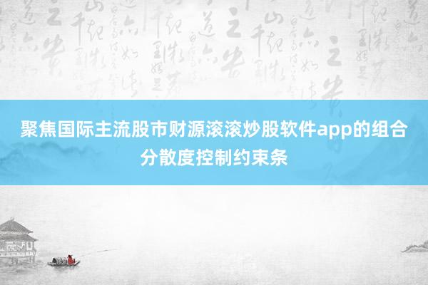 聚焦国际主流股市财源滚滚炒股软件app的组合分散度控制约束条