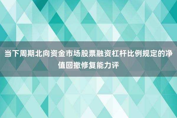 当下周期北向资金市场股票融资杠杆比例规定的净值回撤修复能力评