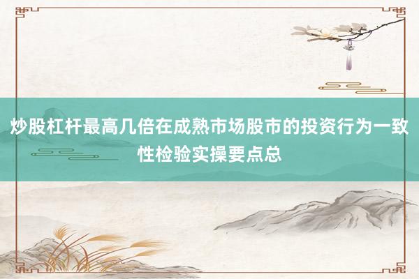 炒股杠杆最高几倍在成熟市场股市的投资行为一致性检验实操要点总