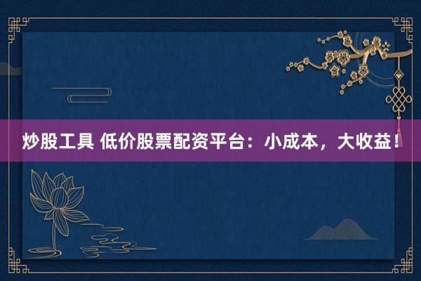 炒股工具 低价股票配资平台：小成本，大收益！