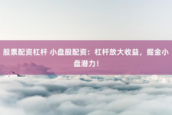 股票配资杠杆 小盘股配资：杠杆放大收益，掘金小盘潜力！